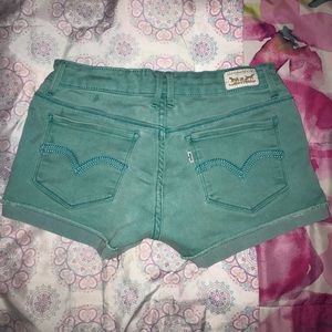 aqua blue/teal levi women’s shorts
